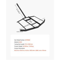 Vedettävä piikkiäes 66 tuumaa teräsrunko säädettävät tangot tappivetokiinnitys mönkijöille puutarhatraktoreille