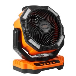 Ladattava pöytätuuletin harjaton kaksoissiivet neljä nopeutta sisäänrakennettu akku automaattinen kääntö LED-valaistus