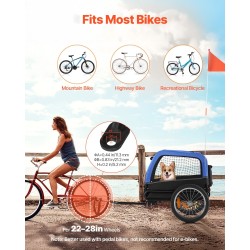 Koiran pyöräkärry hiiliteräsrunko 600D kangas 16-tuumaiset ilmakumirenkaat kantavuus 30 kg