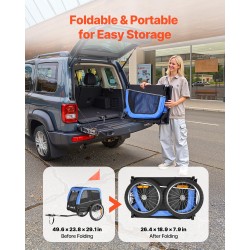 Koiran pyöräkärry hiiliteräsrunko 600D kangas 16-tuumaiset ilmakumirenkaat kantavuus 30 kg