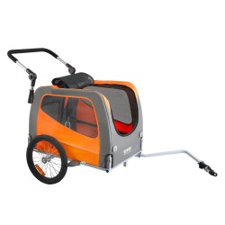 Polkupyöräkärry koiralle kaksikäyttöinen hiiliteräsrunko 30 kg oranssi harmaa