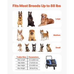 Kaksitoiminen säänkestävä koiran pyöräkärry ja lemmikkiratas hiiliteräsrunko 40 kg