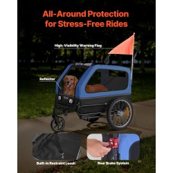 Kaksitoiminen säänkestävä koiran pyöräkärry ja lemmikkiratas hiiliteräsrunko 40 kg