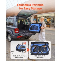 Kaksitoiminen säänkestävä koiran pyöräkärry ja lemmikkiratas hiiliteräsrunko 40 kg