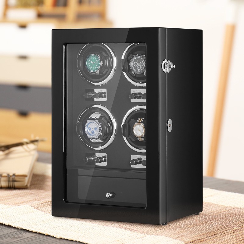 Kellonvetäjä neljälle automaattikellolle korkeatiheyksinen runko akryyliovi neljä japanilaista moottoria