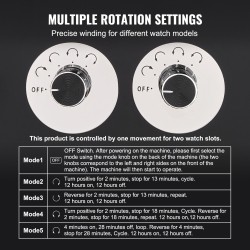 Kellonpyörittäjä neljälle automaattikellolle kahdella japanilaisella moottorilla sininen LED-valaistus akryyliovi musta
