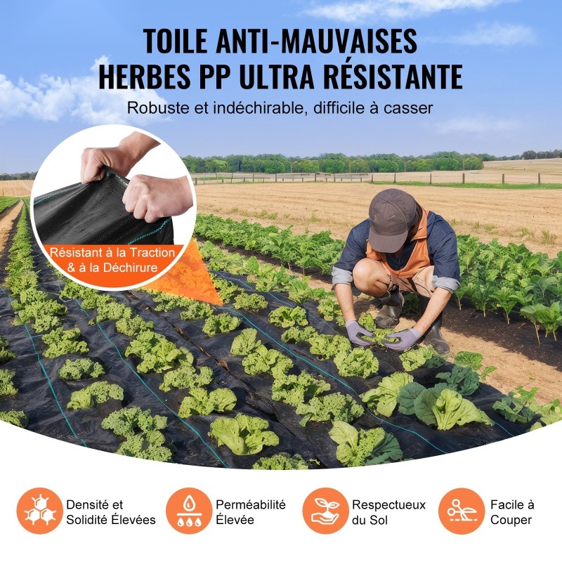 Maisemointikangas polypropeenia 1 m x 50 m 100 g/m² rikkaruohonsuoja