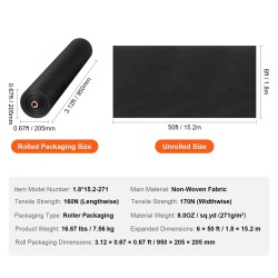 Geotekstiili kuitukangas 1,8 x 15,2 m 271 g/m² musta rikkaruohonsuoja