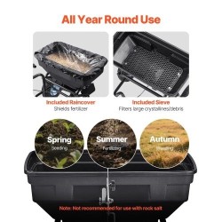 Vedettävä levitin 59 kg säiliö 13 tuuman pneumaattiset renkaat 0–3 m levitysleveys