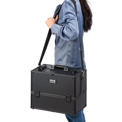 Suurikokoinen meikkilaukku kuusitasoinen alumiinirunkoinen matkakäyttöön säädettävillä välilevyillä