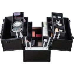 Suurikokoinen meikkilaukku kuusitasoinen alumiinirunkoinen matkakäyttöön säädettävillä välilevyillä