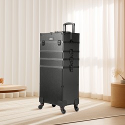 Suuri meikkilaukku MDF- ja alumiinirunko viisi-osainen rakenne irrotettavat osastot kääntyvin pyörin