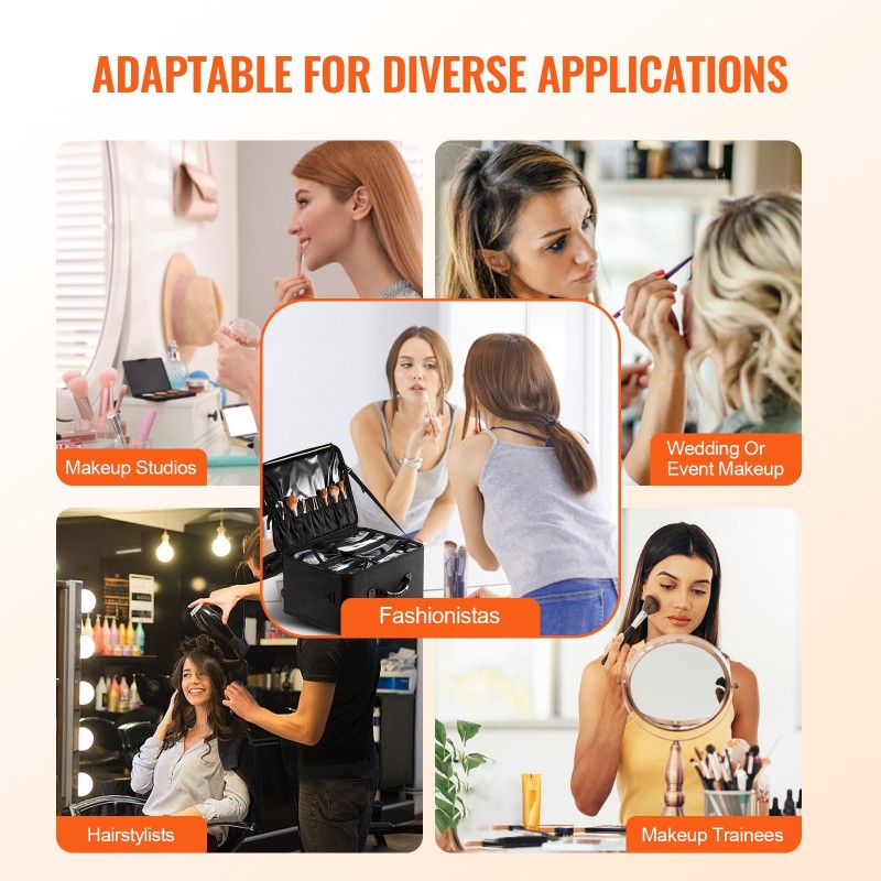 Meikkilaukku suuri kolmikerroksinen Oxford-kangas vettä hylkivä pyörillä kantokahvalla olkahihnalla