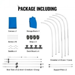 Bimini-venehuppu 900D polyesterikangas 3-kaareinen alumiinirunko 1,83 m pituus 137-152 cm leveys