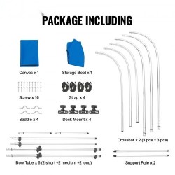 Bimini-veneaurinkokatos kolmen kaaren 900D polyesterikangas alumiiniseosrunko 1550–1670 mm