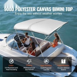 Bimini-kate 3-kaareinen veneille 900D polyesterikangas alumiiniseos 155–167 cm