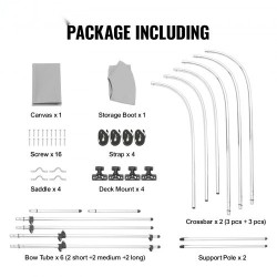 Bimini-kate 3-kaareinen veneille 900D polyesterikangas alumiiniseos 155–167 cm