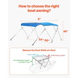 Venebimini 3-kaarainen 600D polyesterikangas alumiiniseosrunko 6 jalkaa pitkä 54–60 tuumaa leveä