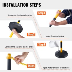 Liikenteen ohjaustolppasarja 4 kpl muovia täytettävä pohja 860 mm