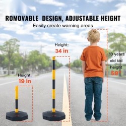Liikenneturvatolpat PP-muovi säädettävä korkeus täytettävä pohja 2 kpl keltamustat