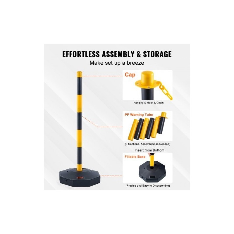 Liikenneturvatolpat PP-muovi säädettävä korkeus täytettävä pohja 2 kpl keltamustat