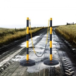 Liikenneturvatolpat PP-muovi säädettävä korkeus täytettävä pohja 2 kpl keltamustat