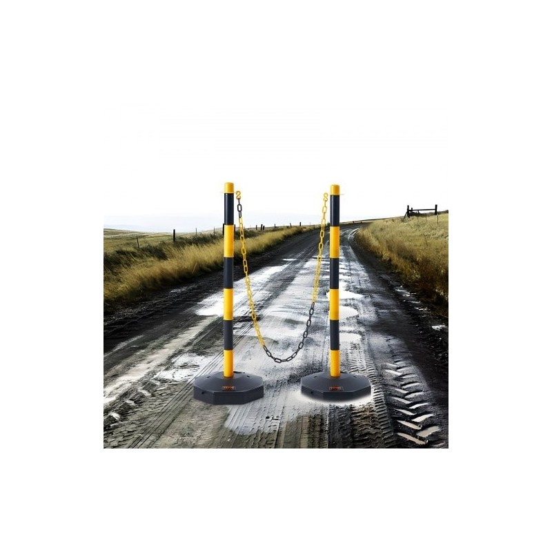 Liikenneturvatolpat PP-muovi säädettävä korkeus täytettävä pohja 2 kpl keltamustat