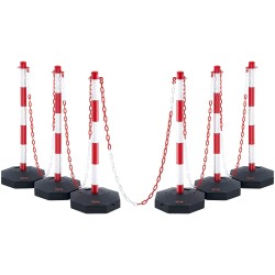 Liikenteen ohjaustolpat kuusi kappaletta muoviset säädettävät täytettävällä jalustalla ja kahden metrin ketjulla