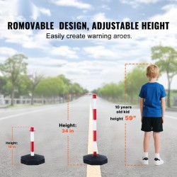 Liikenteen ohjaustolpat kuusi kappaletta muoviset säädettävät täytettävällä jalustalla ja kahden metrin ketjulla