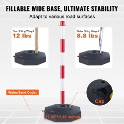 Liikenteen ohjaustolpat kaksi kappaletta polyeteeni ja polypropeeni säädettävä korkeus täytettävällä jalustalla