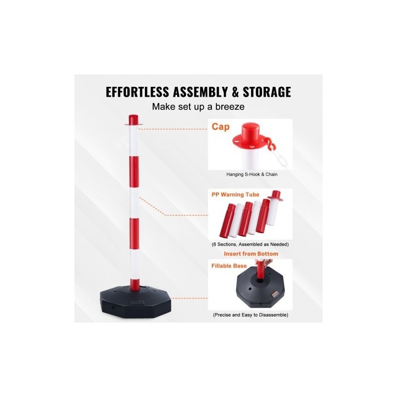 Liikenteen ohjaustolpat kaksi kappaletta polyeteeni ja polypropeeni säädettävä korkeus täytettävällä jalustalla