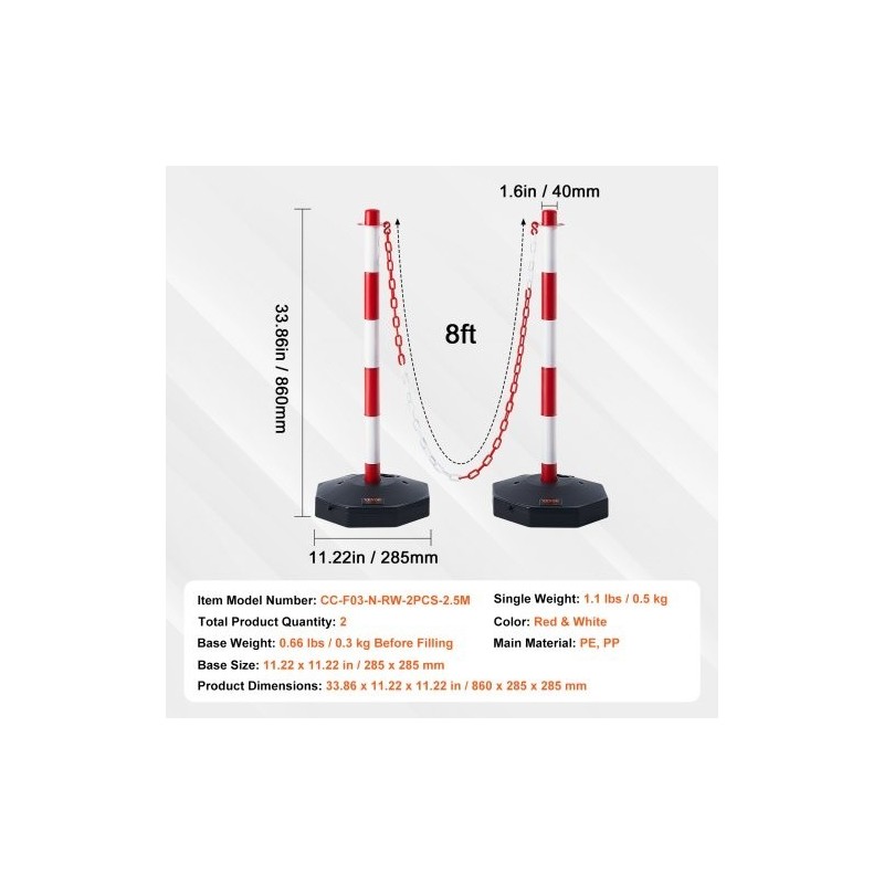 Liikenteen ohjaustolpat kaksi kappaletta polyeteeni ja polypropeeni säädettävä korkeus täytettävällä jalustalla