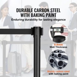 Jonotolpat hiiliterästä 2 kpl betonilla täytetyillä jalustoilla sisäänkelautuvalla 3,3 m hihnalla