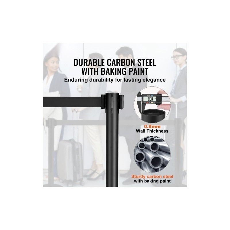 Jonotolpat hiiliterästä 2 kpl betonilla täytetyillä jalustoilla sisäänkelautuvalla 3,3 m hihnalla