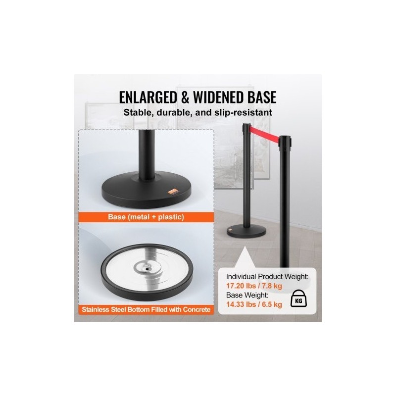 Jonotolpat hiiliterästä 2 kpl betonilla täytetyillä jalustoilla sisäänkelautuvalla 3,3 m hihnalla