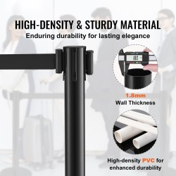 Muoviset jonotolpat 6 kpl betonitäytteiset jalustat 3 polyesterihihnaa 2000 mm