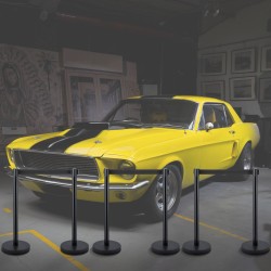 Jono-ohjaustolpat 6 kpl ruostumatonta terästä 90cm 3 kelautuvaa hihnaa