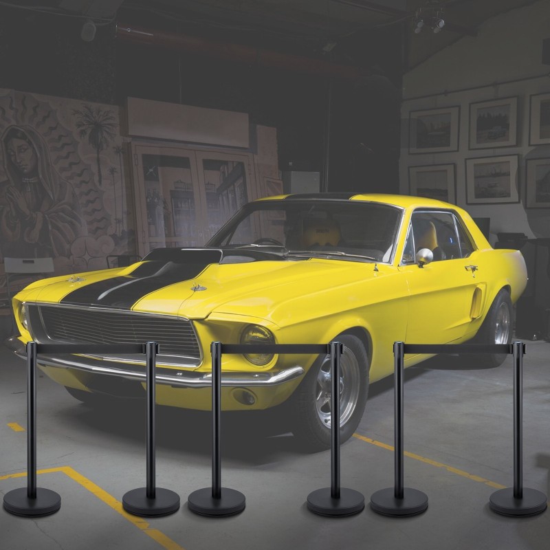 Jono-ohjaustolpat 6 kpl ruostumatonta terästä 90cm 3 kelautuvaa hihnaa