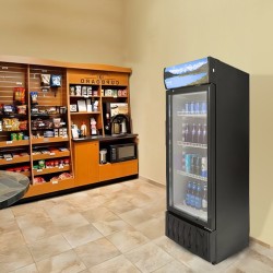 Lasiovellinen esittelykaappi 195 l 190 tölkille 3 säädettävää hyllyä