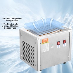 Rullajäätelökone integroidulla kompressorilla 280 x 240 mm paistopinnalla 304 ruostumatonta terästä