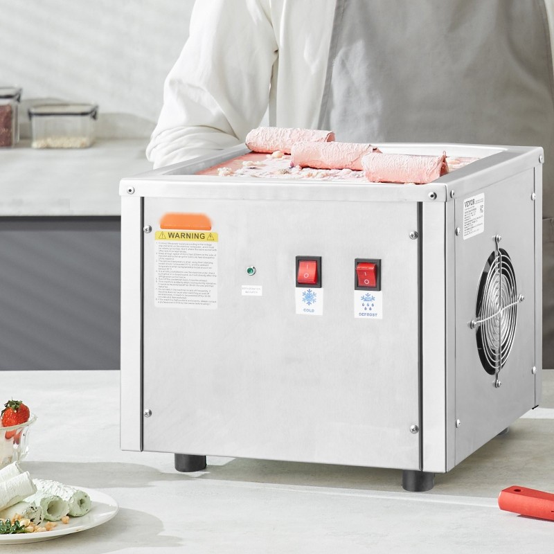 Rullajäätelökone integroidulla kompressorilla 280 x 240 mm paistopinnalla 304 ruostumatonta terästä