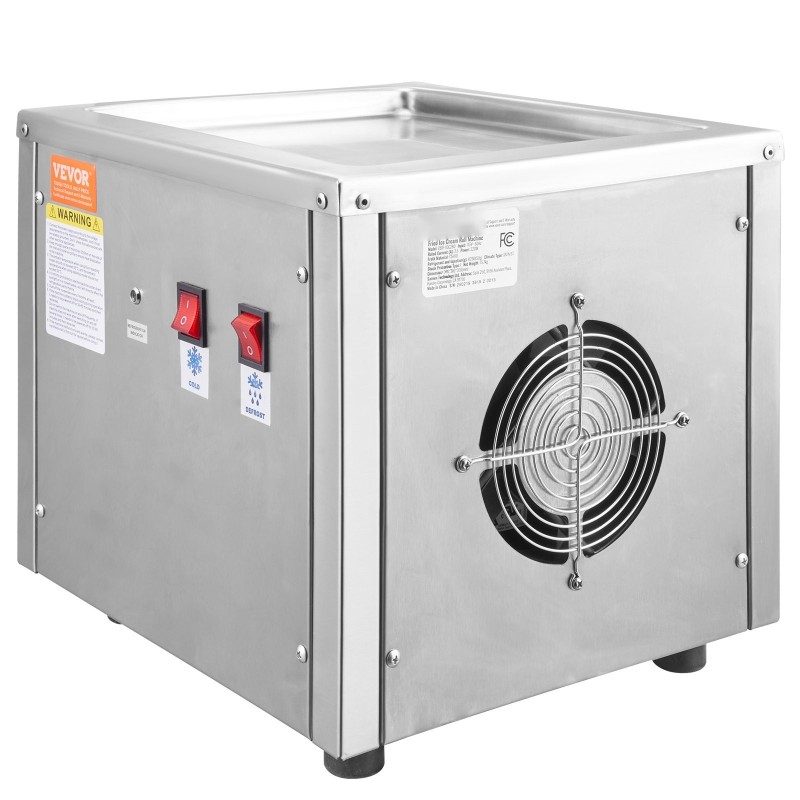 Rullajäätelökone integroidulla kompressorilla 280 x 240 mm paistopinnalla 304 ruostumatonta terästä