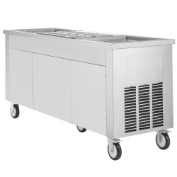 Paistettavan jäätelön rullakone 2 pannua 450x450 mm 304-ruostumatonta terästä kompressorilla ammattikäyttöön