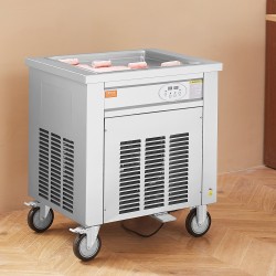 Paistettujen jäätelörullien valmistuskone ruostumattomasta teräksestä 500x500x35 mm ammattikäyttöön integroidulla kompressorilla