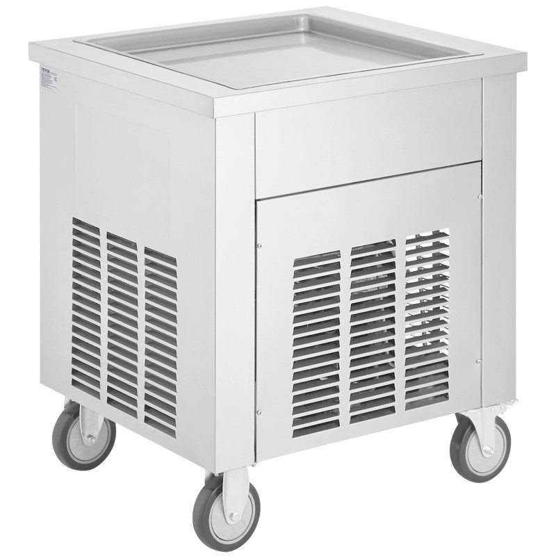 Paistettujen jäätelörullien valmistuskone ruostumattomasta teräksestä 500x500x35 mm ammattikäyttöön integroidulla kompressorilla