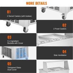 Paistettava rullajäätelökone 2 paistolevyä 380 mm ruostumaton teräs ammattikäyttöön