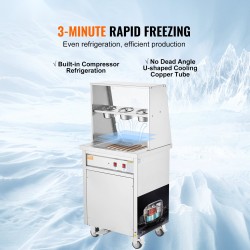 Jäätelörullakone ruostumatonta terästä 350 x 350 mm kompressorilla ammattikäyttöön