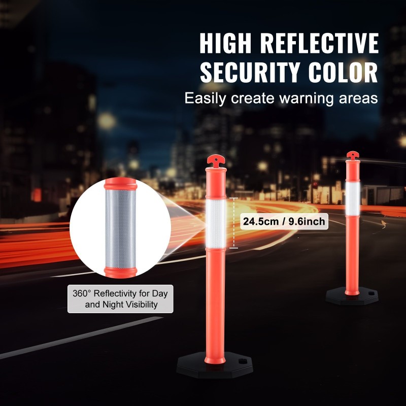 Liikenteen ohjaustolpat kumipohjalla 360 asteen heijastinnauhalla 430 x 430 mm 2 kpl
