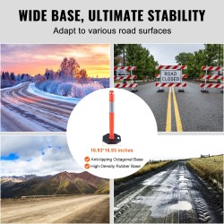 Liikenteen ohjaustolpat kumipohjalla 360 asteen heijastinnauhalla 430 x 430 mm 2 kpl