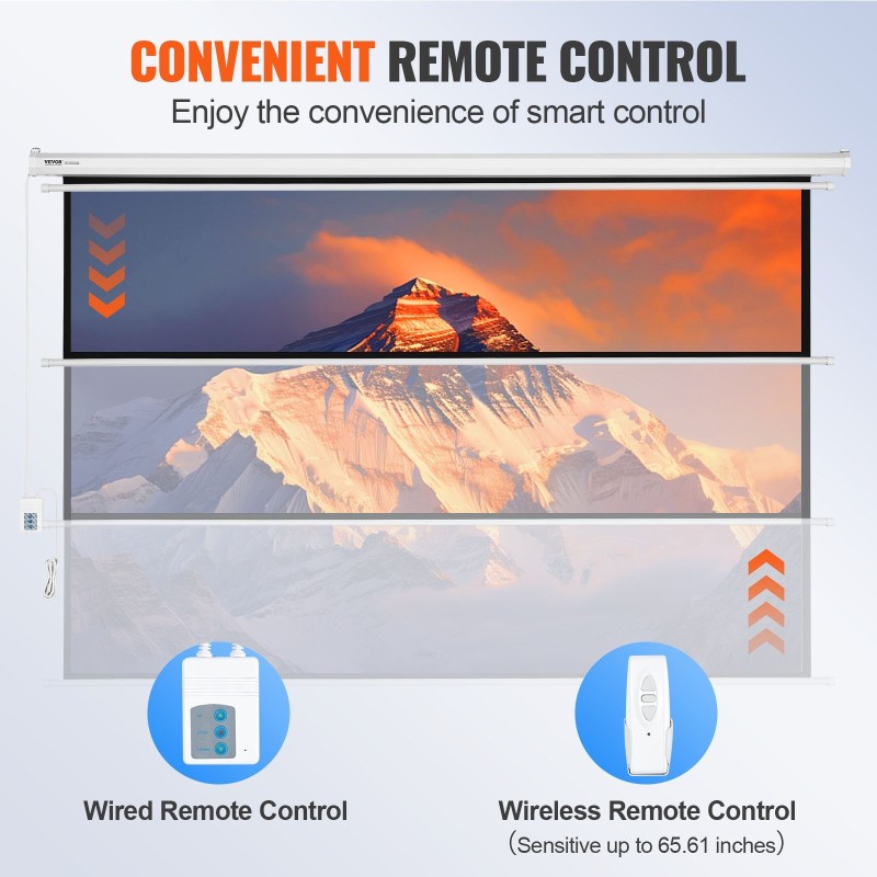 Moottoroitu projektorikangas PVC 100 tuumaa 16:9-kuvasuhteella kaukosäätimellä kotiin ja toimistoon